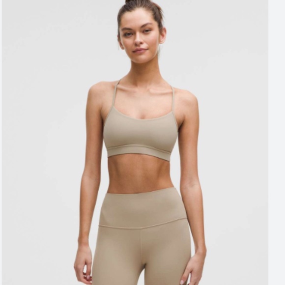 NWT Lululemon Flow Y Bra Nulu Light Support, A–C Cups-Sheer Oak Sz. 8 - Picture 1 of 7